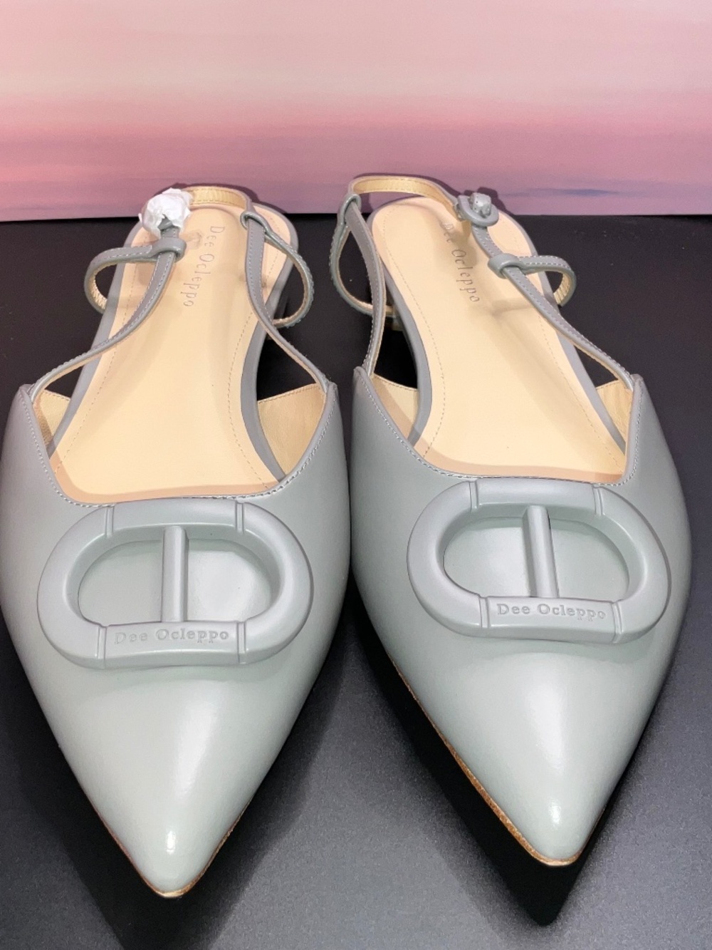 Dee Ocleppo Rome Pointed Toe Slingbacks in Gray Leather.NWOT. Women’s 11